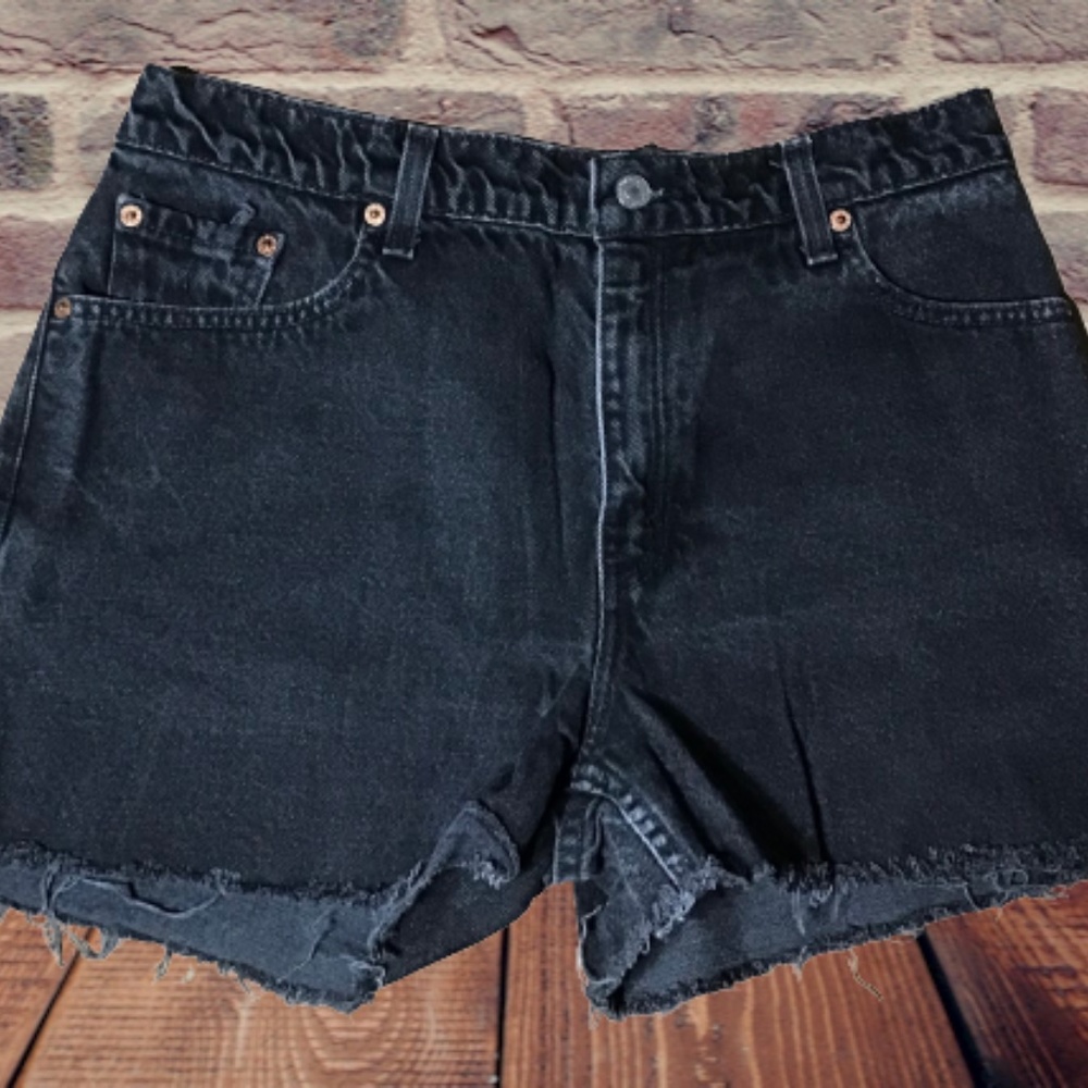 Vintage Levis Black Denim Shorts Size 12